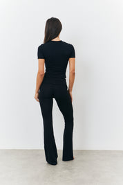 Sculpting Fold over Waistband Flare Leg Trouser