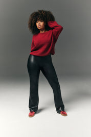 Perfect Sculpting High Waisted Leather Look Flare