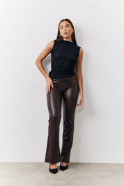 Perfect Sculpting High Waisted Leather Look Flare