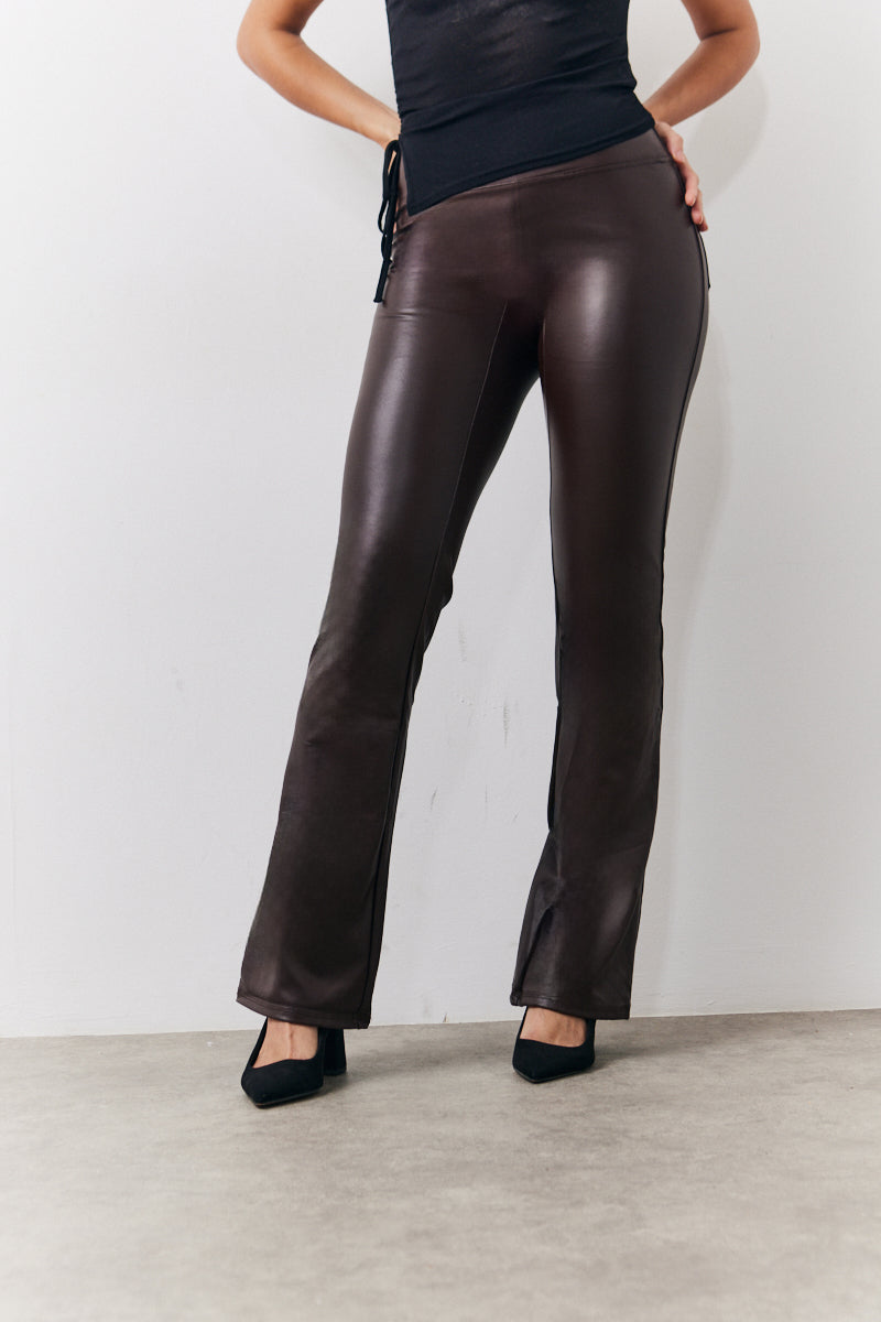 Perfect Sculpting High Waisted Leather Look Flare