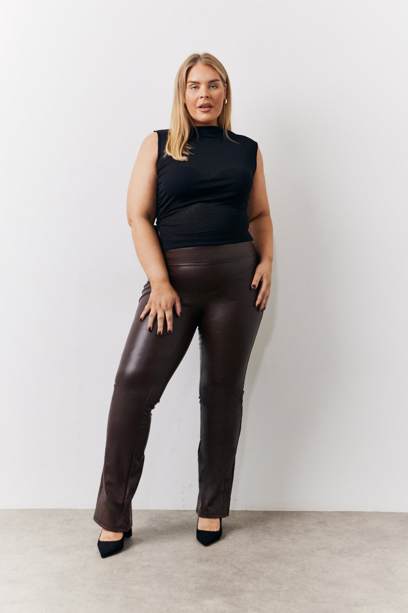 Perfect Sculpting High Waisted Leather Look Flare