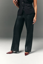 Perfect Sculpting High Waisted Leather Look Straight Leg Trouser