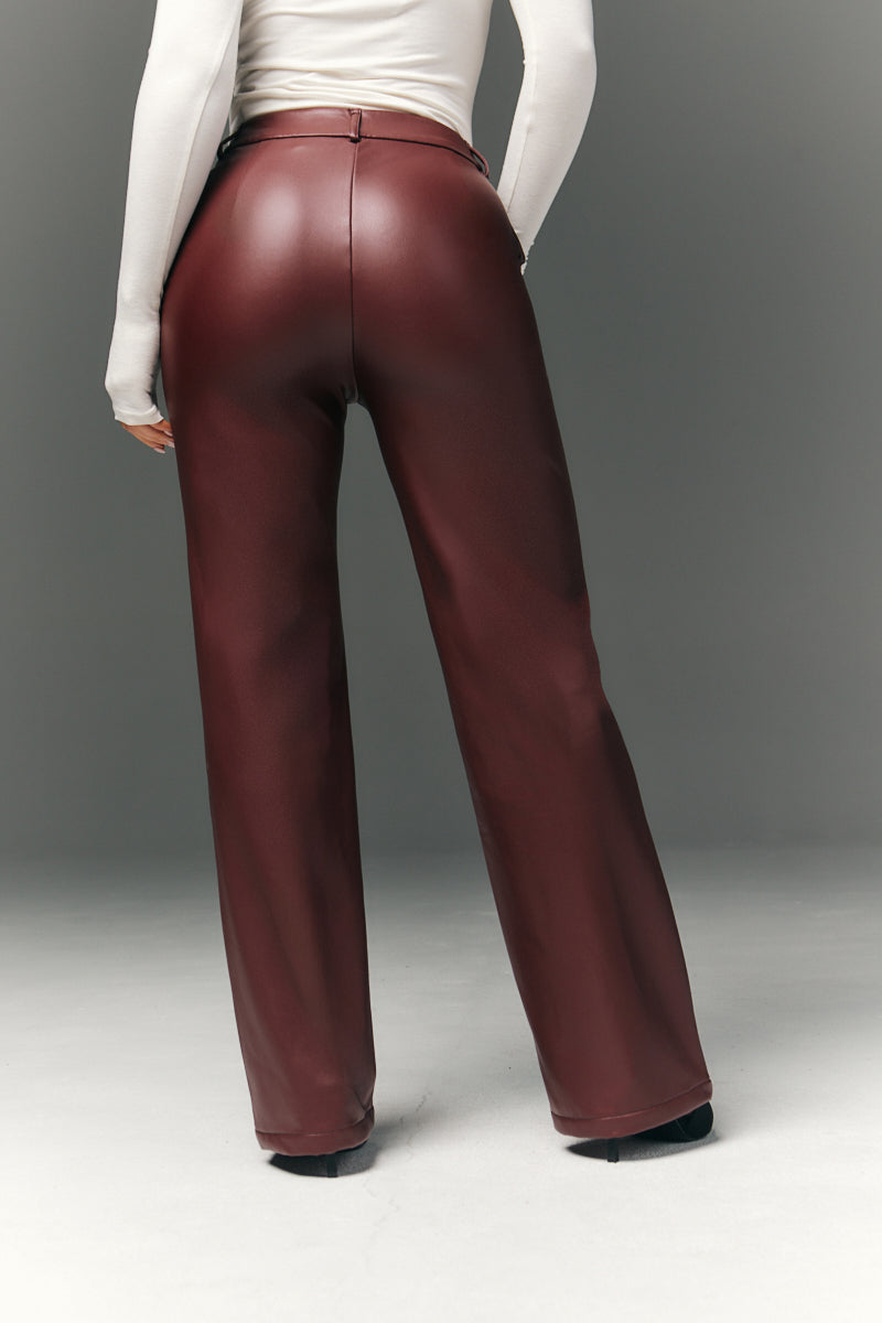 Perfect Sculpting High Waisted Leather Look Straight Leg