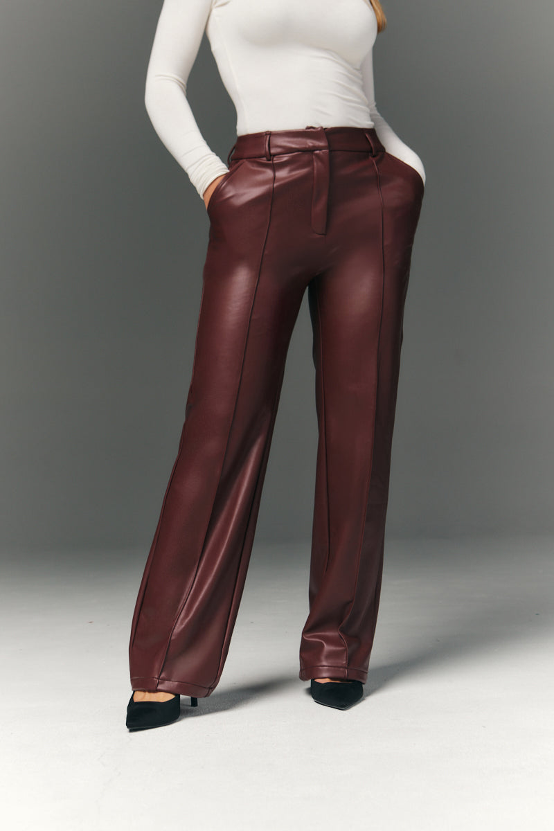 Perfect Sculpting High Waisted Leather Look Straight Leg