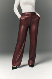 Perfect Sculpting High Waisted Leather Look Straight Leg
