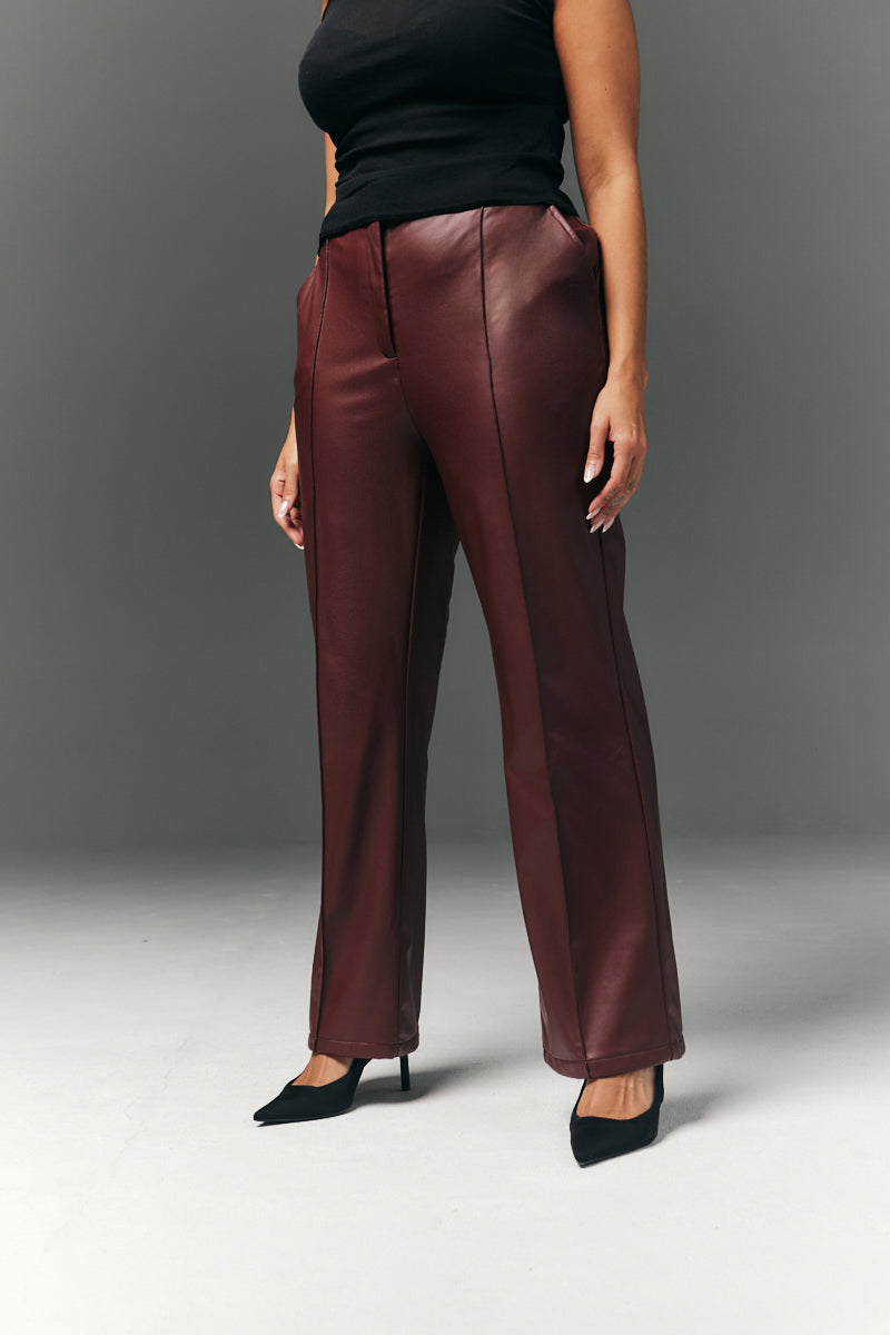 Perfect Sculpting High Waisted Leather Look Straight Leg