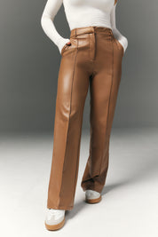 Perfect Sculpting High Waisted Leather Look Straight Leg