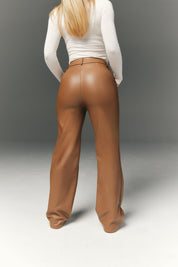 Perfect Sculpting High Waisted Leather Look Straight Leg