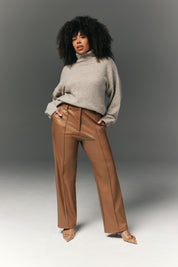 Perfect Sculpting High Waisted Leather Look Straight Leg