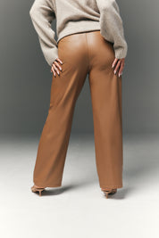 Perfect Sculpting High Waisted Leather Look Straight Leg