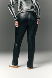 Perfect Sculpting High Waisted Leather Look Zip Front Legging
