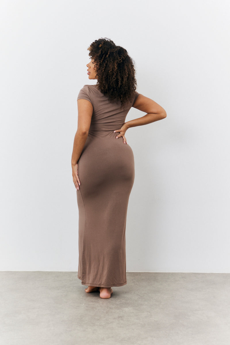 Sculpting Cap Sleeve Maxi Dress