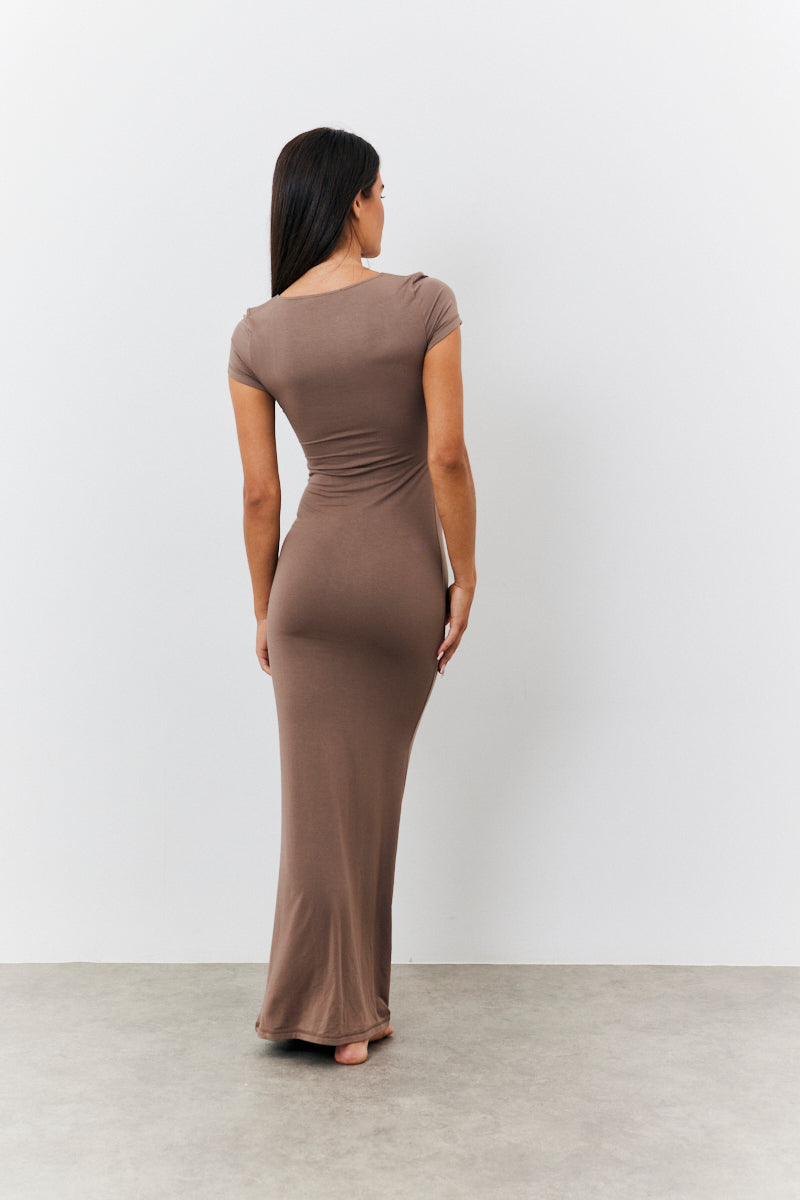 Sculpting Cap Sleeve Maxi Dress