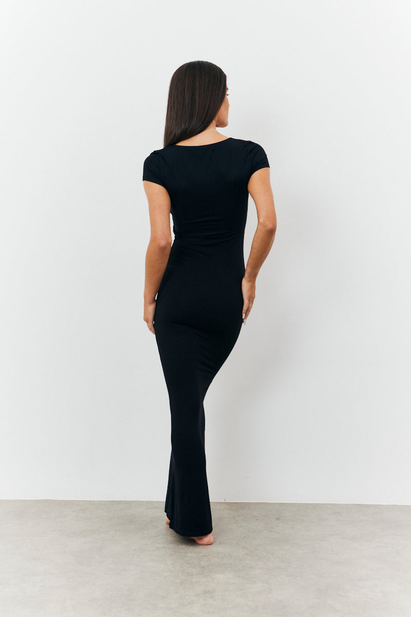 Sculpting Cap Sleeve Maxi Dress