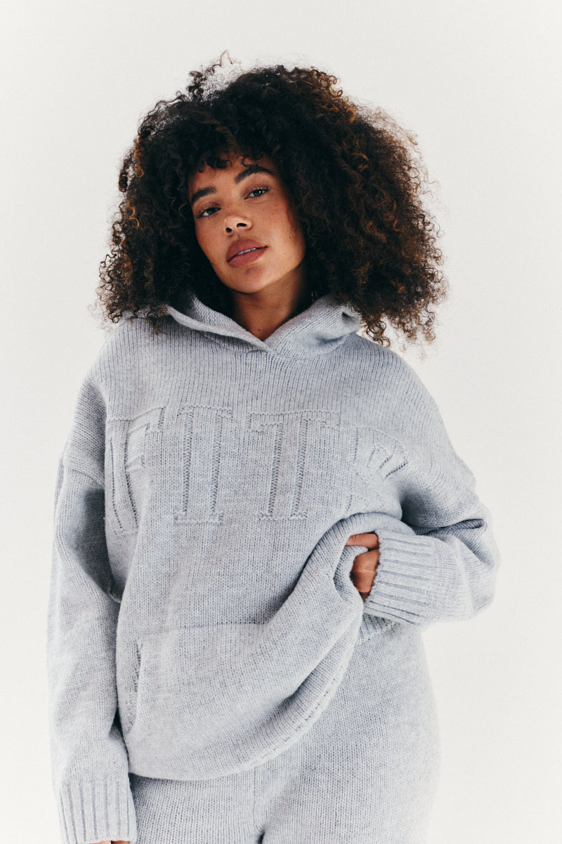 Fits Embroidered Knitted Co Ord Hoodie
