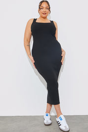 Knitted Rib Scoop Neck Maxi Dress