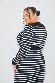 Rib Knit Stripe Crew Neck Co-Ord Top