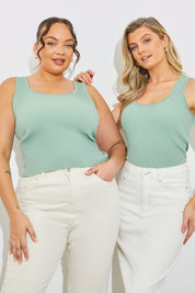 Rib Knit Scoop Neck Top