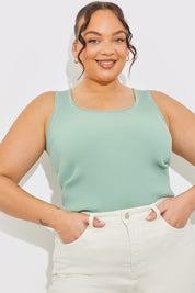 Knitted Rib Scoop Neck Top