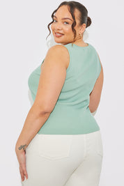 Knitted Rib Scoop Neck Top
