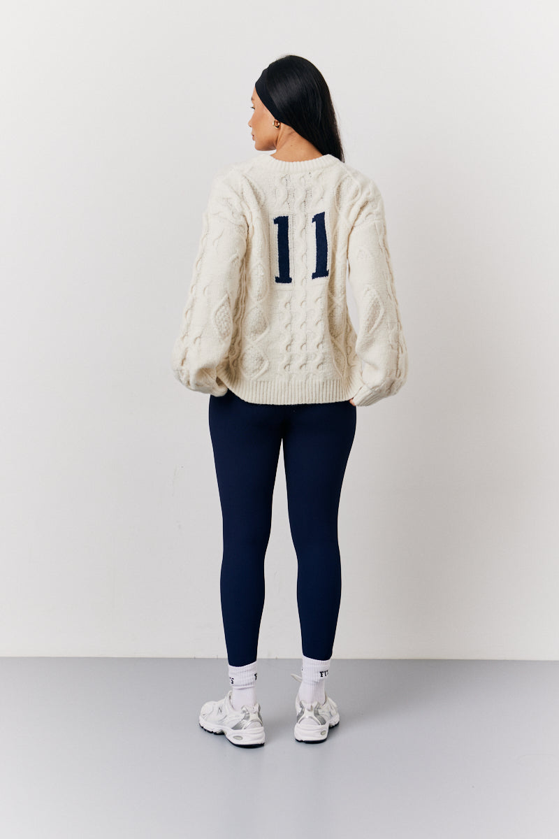 Cable Knit Varsity Sweater