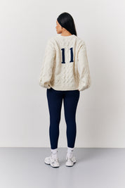 Cable Knit Varsity Sweater