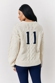 Cable Knit Varsity Sweater