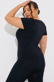 Square Neck Cap Sleeve Shaping Top