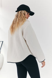 Contrast Piping Borg Lined Half Zip up Fleece