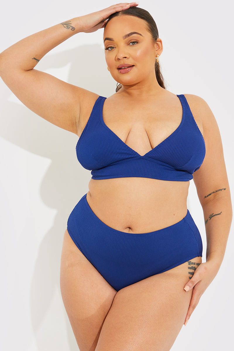 Contour Rib High Waisted High Leg Bikini Bottom