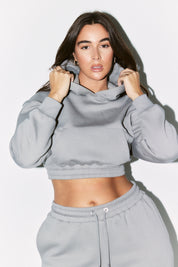 Cropped Drawstring Hooded Sweatshirt