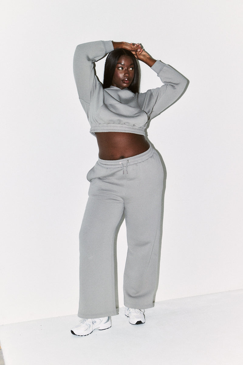 Cropped Drawstring Hooded Sweatshirt