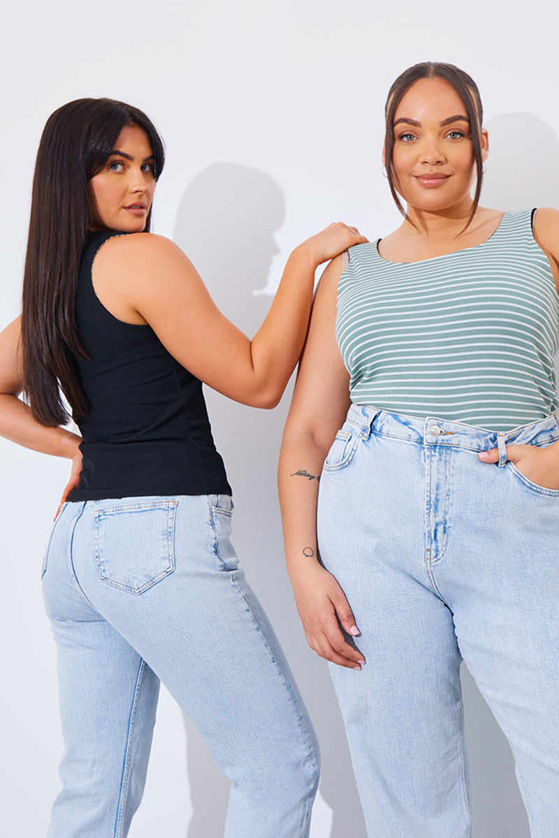 Reversible Stripe Racer Neck Top
