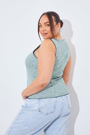 Reversible Stripe Racer Neck Top