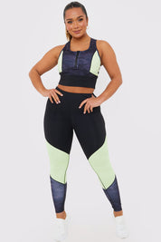 Camo Contrast Zip Crop Top
