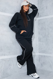 Contrast Binding Zip Longline Sweat