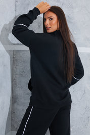 Contrast Binding Zip Longline Sweat