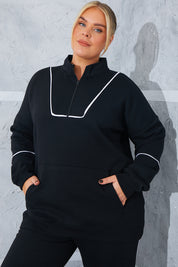 Contrast Binding Zip Longline Sweat