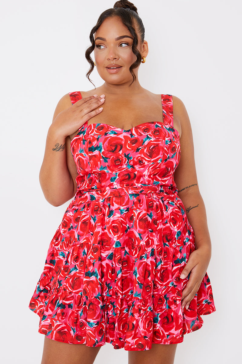 Floral Tiered Mini Dress