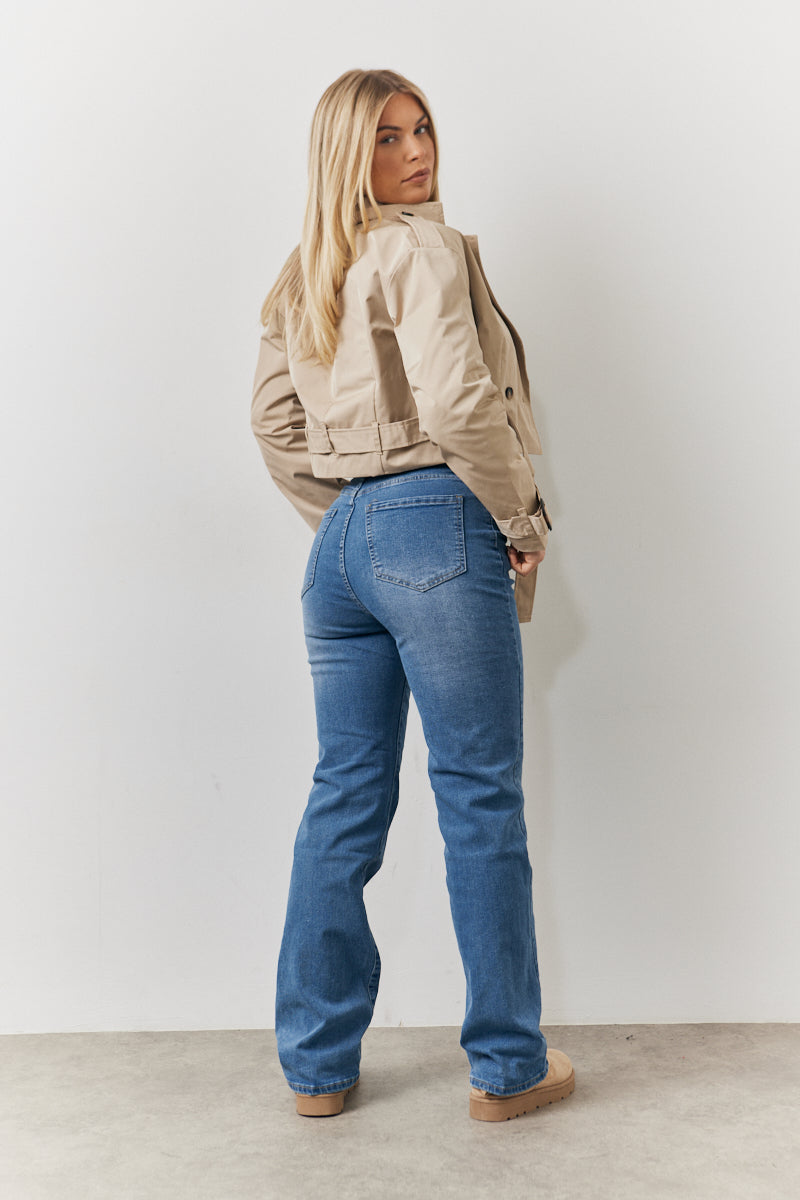 Cropped Belted Trench Coat