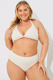 Rib Double Strap Triangle Bikini Top