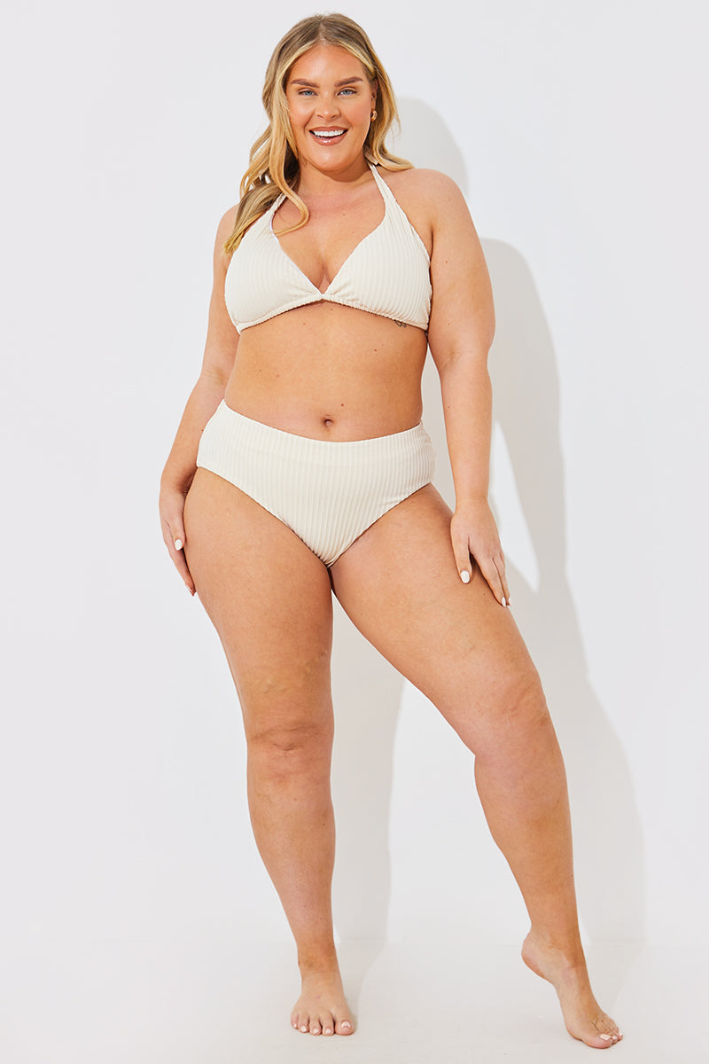 Rib Double Strap Triangle Bikini Top