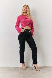 Acetate Slinky Co-Ord Wrap Crop Top - InTheStyle