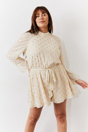Gold Fleck Belted Playsuit