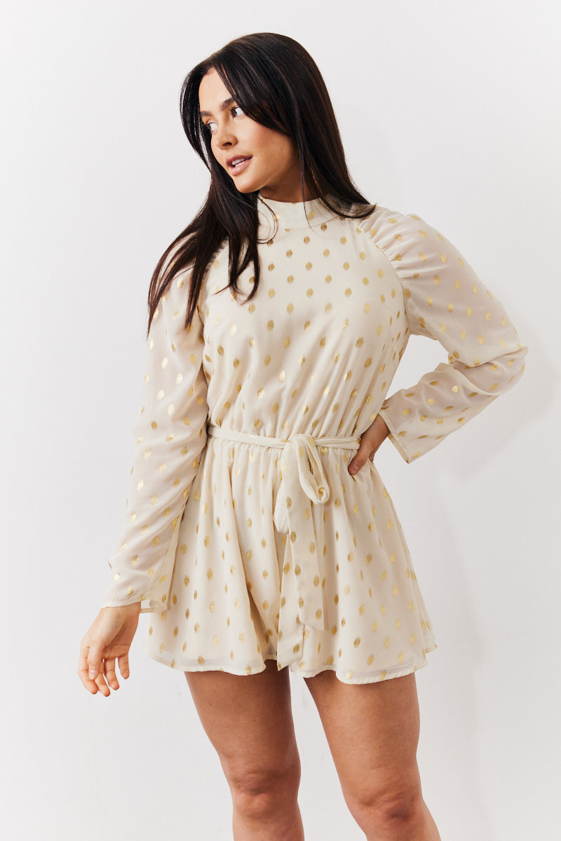 Gold Fleck Belted Playsuit