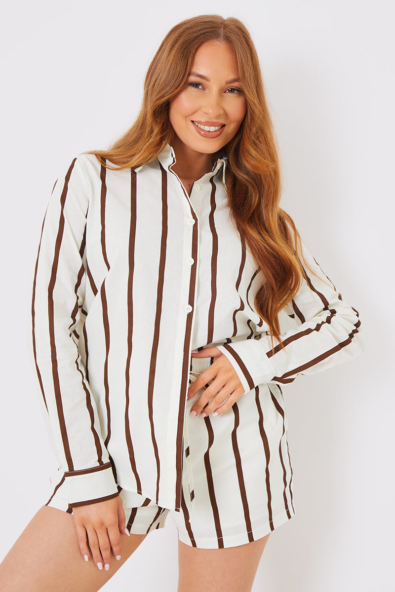 Stripe Linen Look Drawstring Co-Ord Shorts