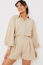 Textured Dobby Detail Shorts