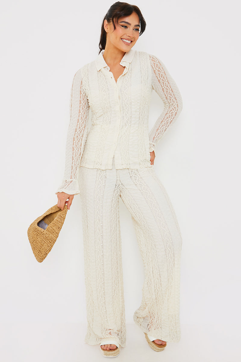 Textured Lace Co Ord Trousers