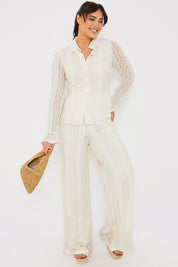 Textured Lace Co Ord Trousers