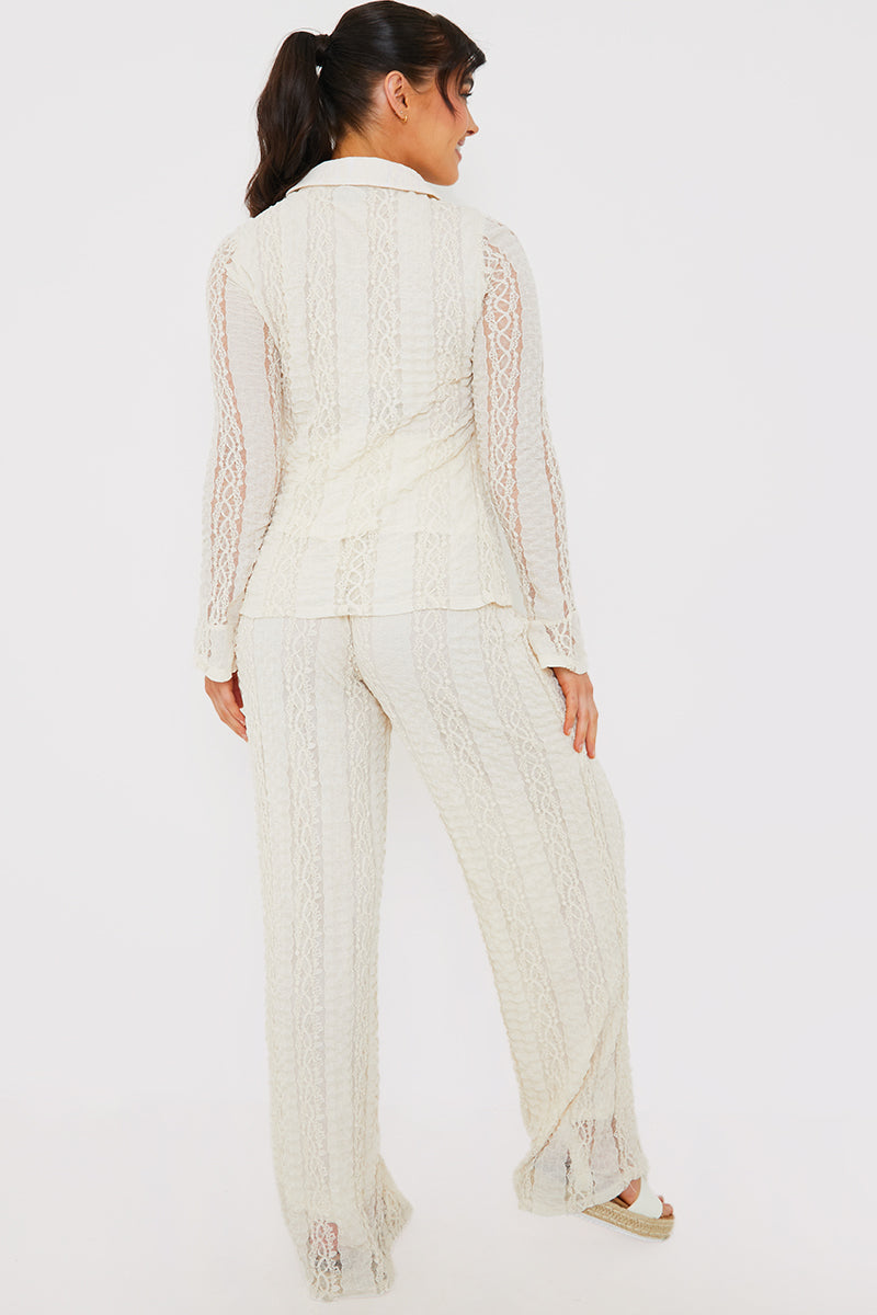 Textured Lace Co Ord Trousers